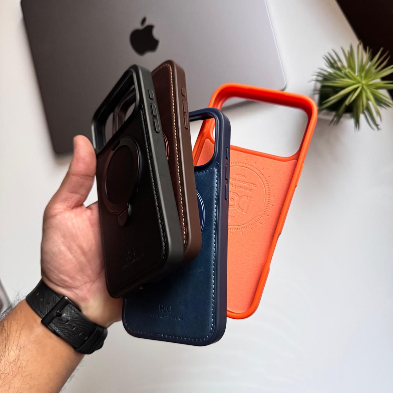 HDD Leather Metal MagSafe Stand Case(Code HLM23)