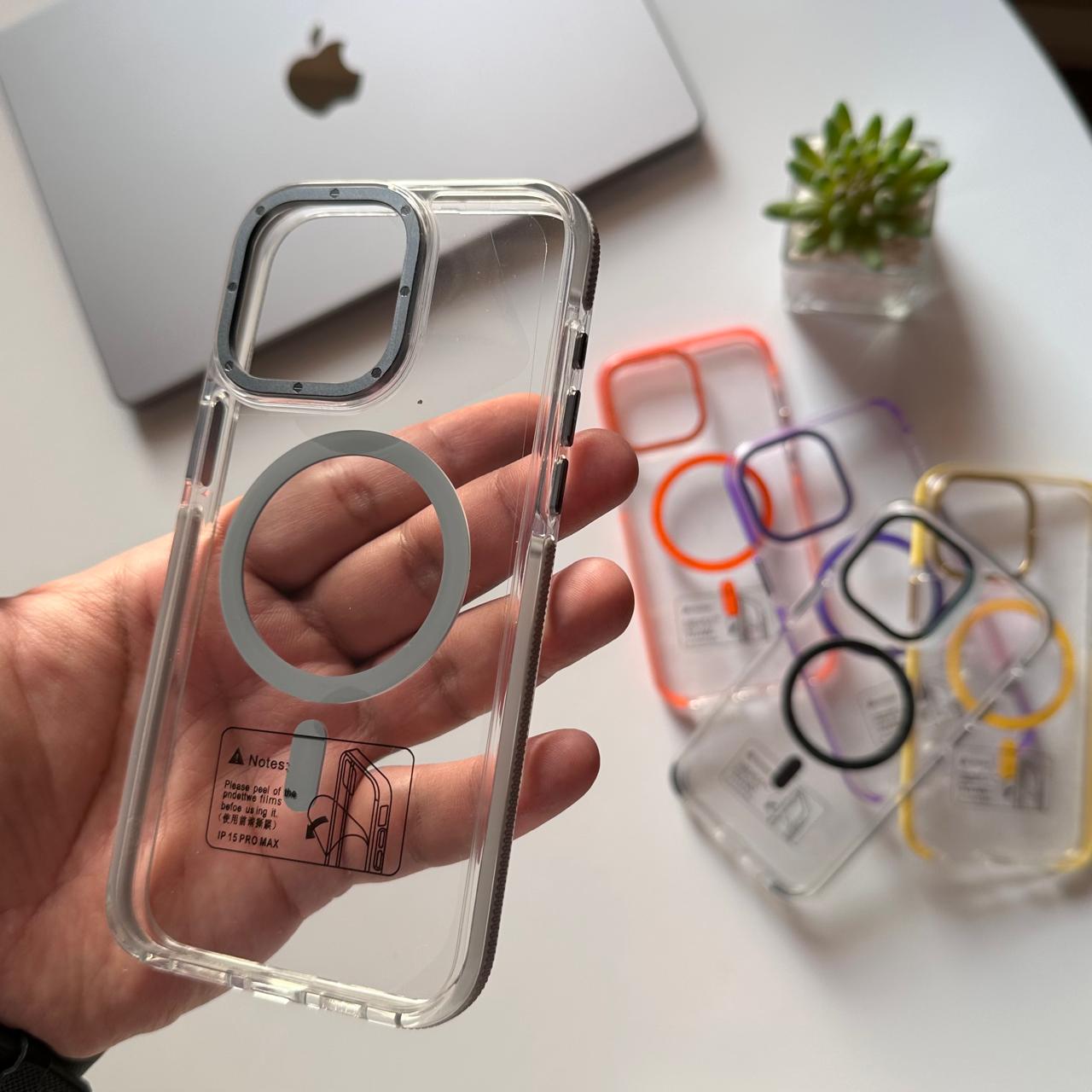 Transparent Coloured Frame MagSafe with Metal Frame Camera Case (Code CLC64)