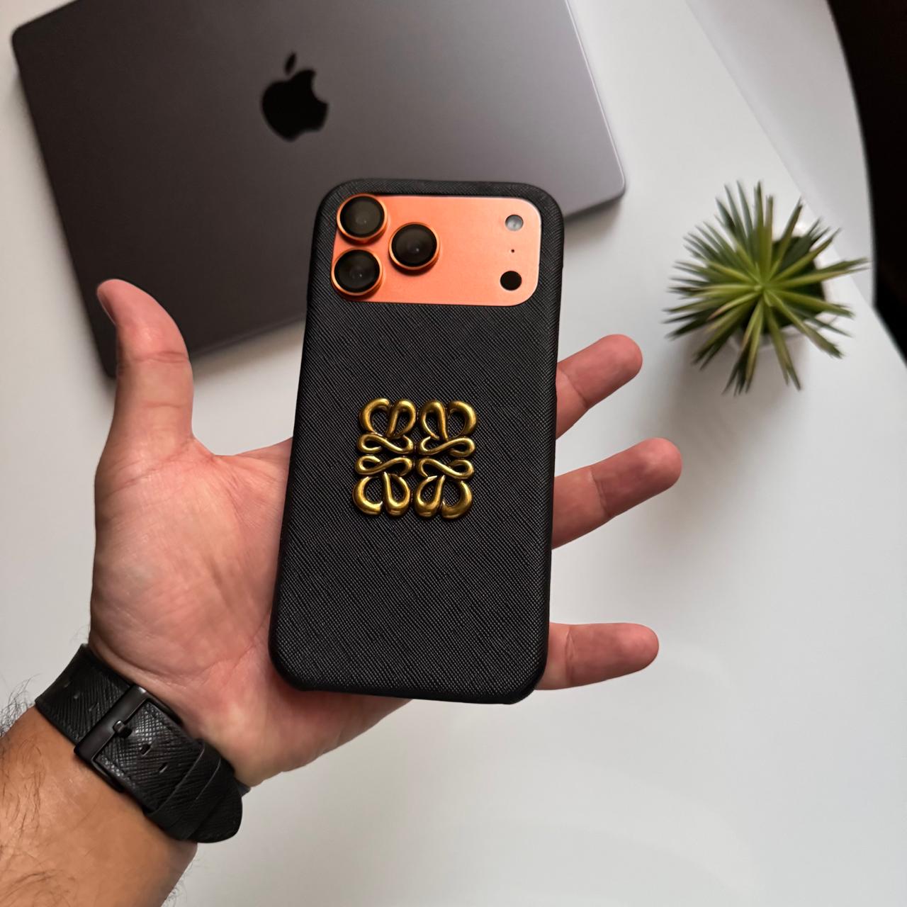 Leather Gold Logo Trendy Case (Code DIF1)