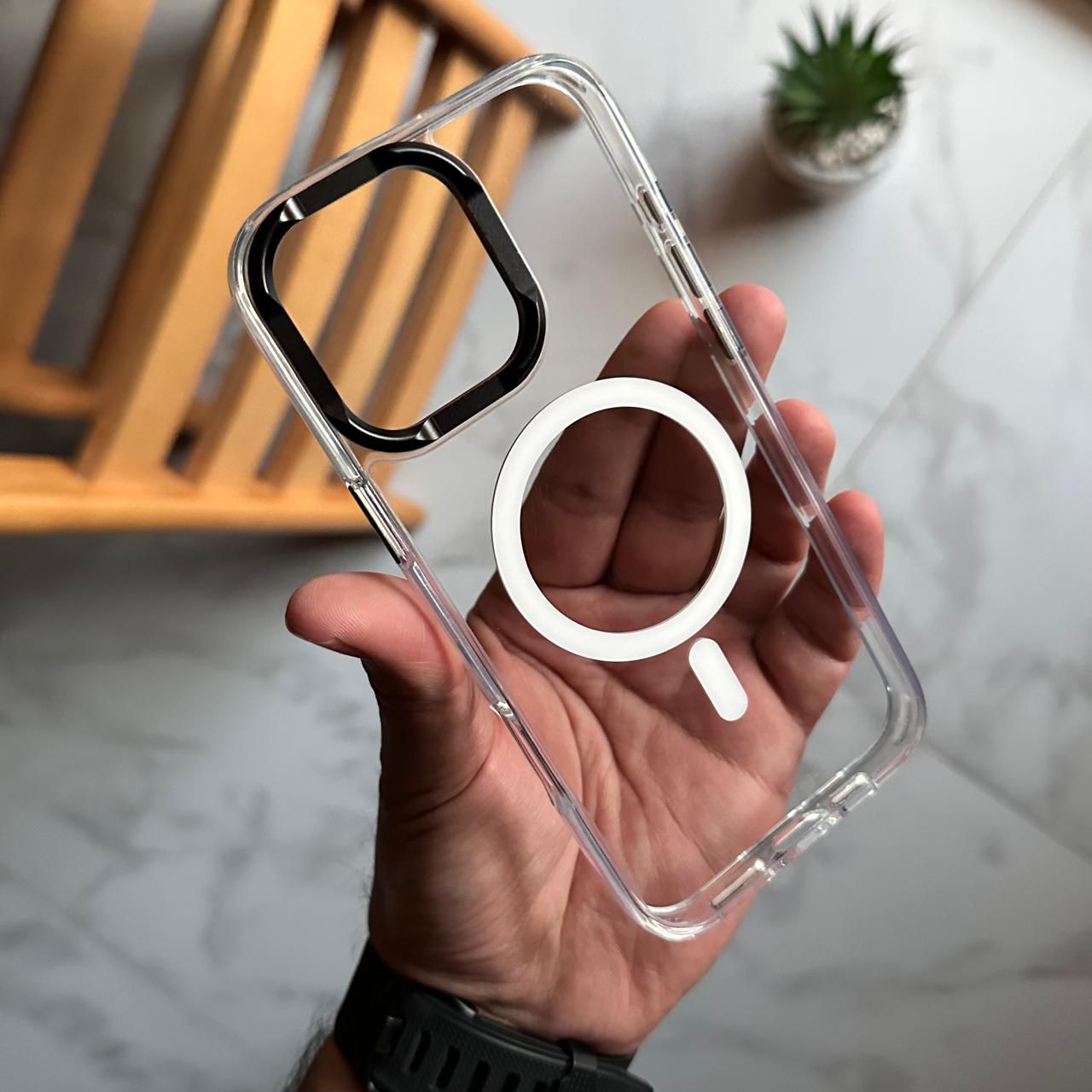 Shefange Luxury Frame Transparent MagSafe Case (Code SFN70)