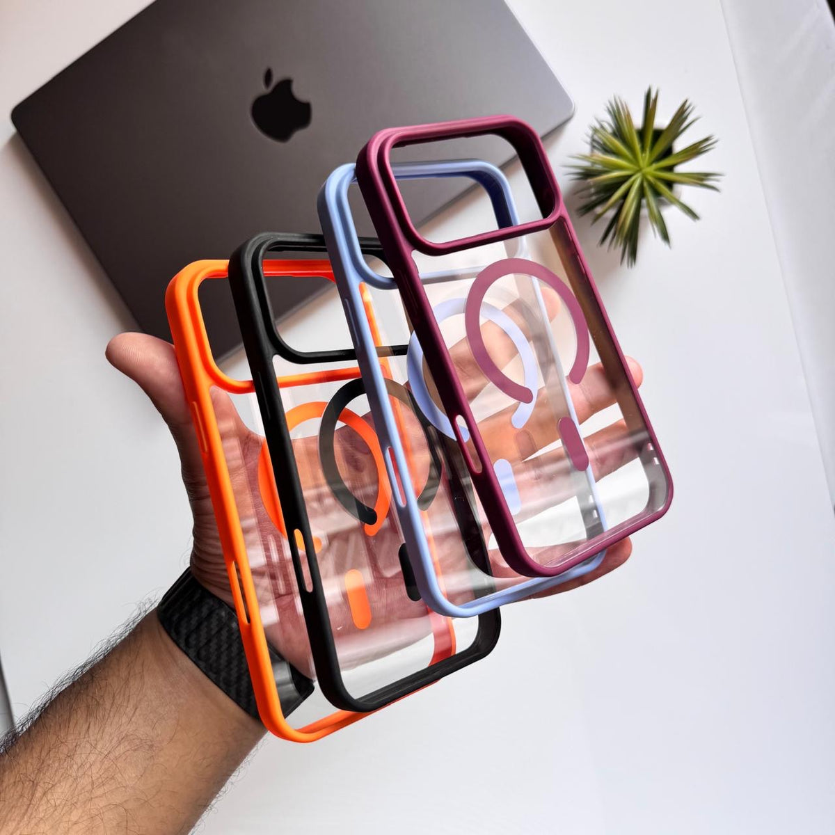 Blu Wolf Colored Frame MagSafe Transparent Case(Code BWC54)