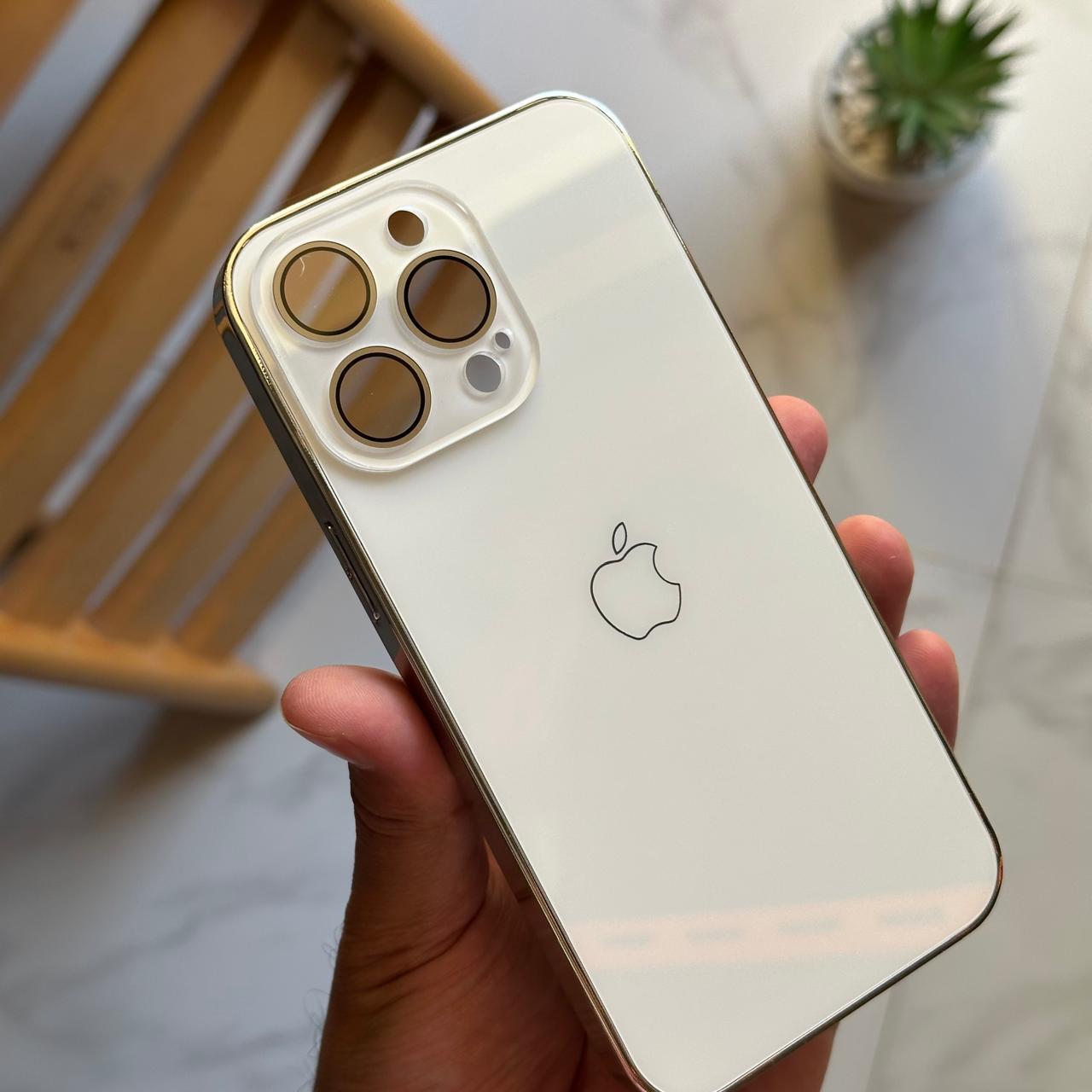 Luxury Glass Hidden Apple Logo with Camera Protector Case (Code GLS54)