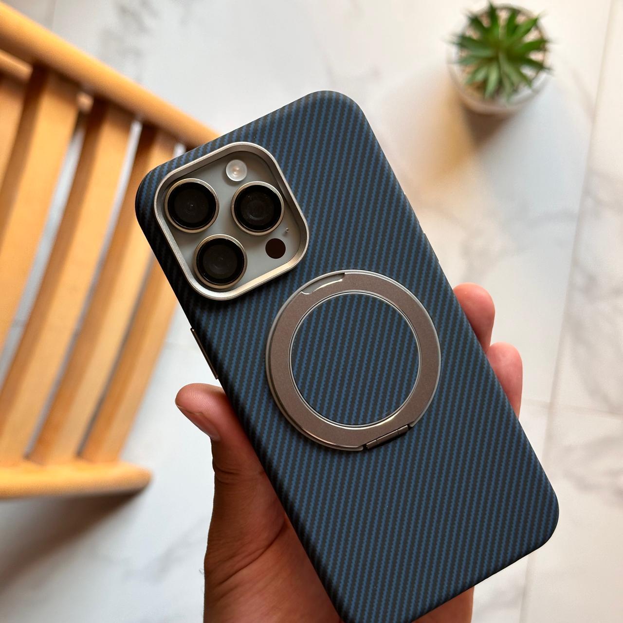360 Stand MagSafe Carbon Fiber with Metal Frame Case (Code CRB42)