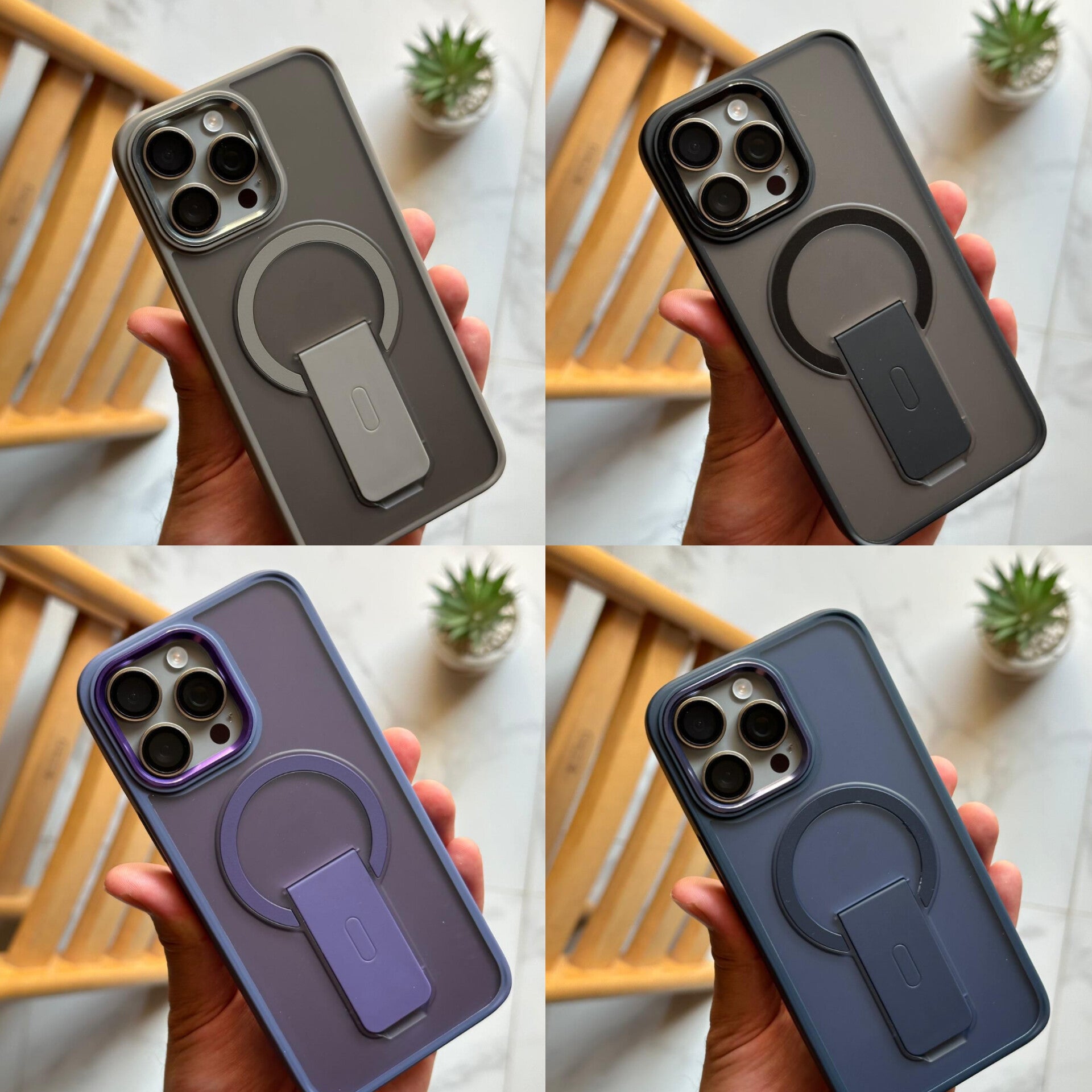 Matte Pure MagSafe with Ring Lens Protector & Stand Case (Code KHP95)