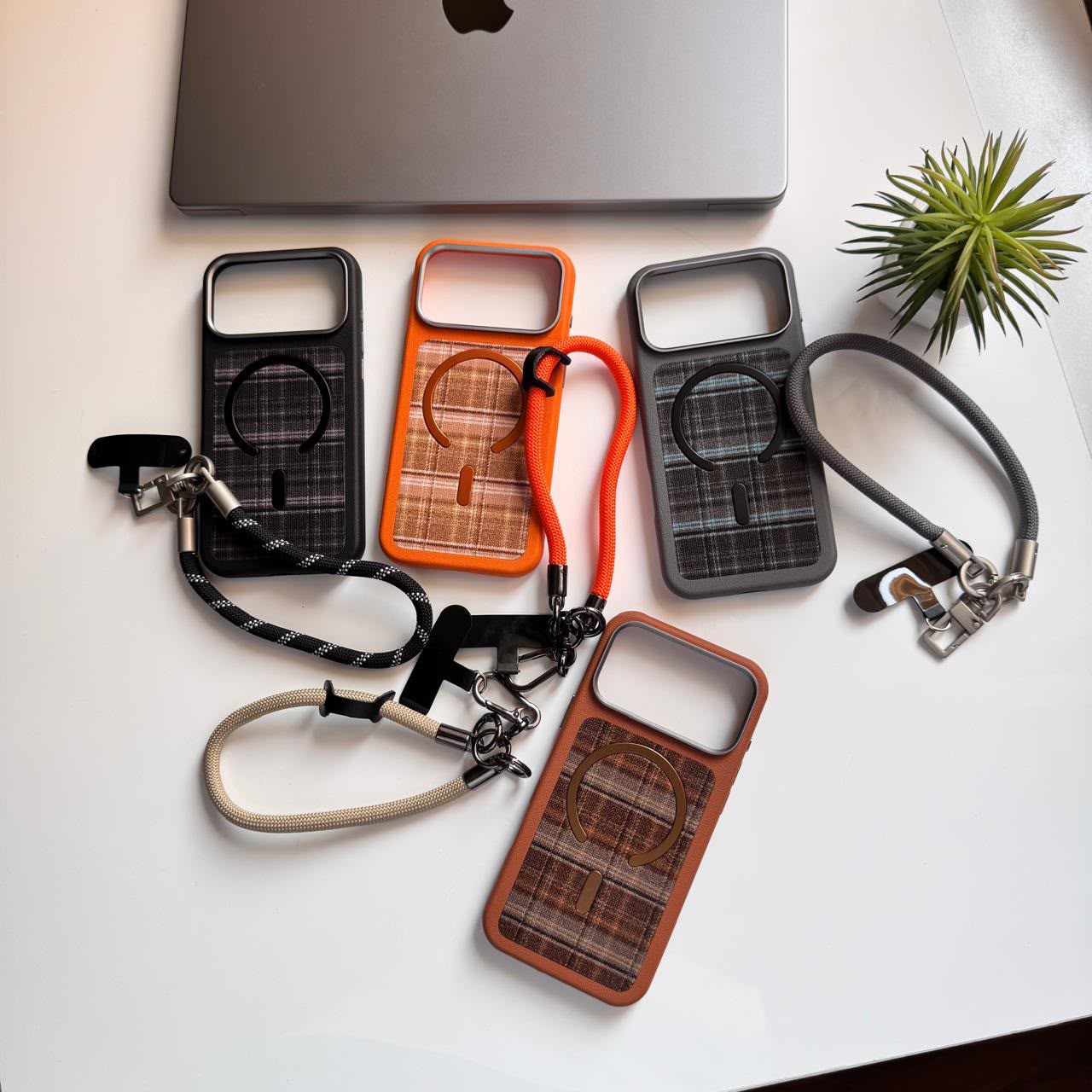 Leather Plaid MagSafe with Holder Case(Code PLM40)