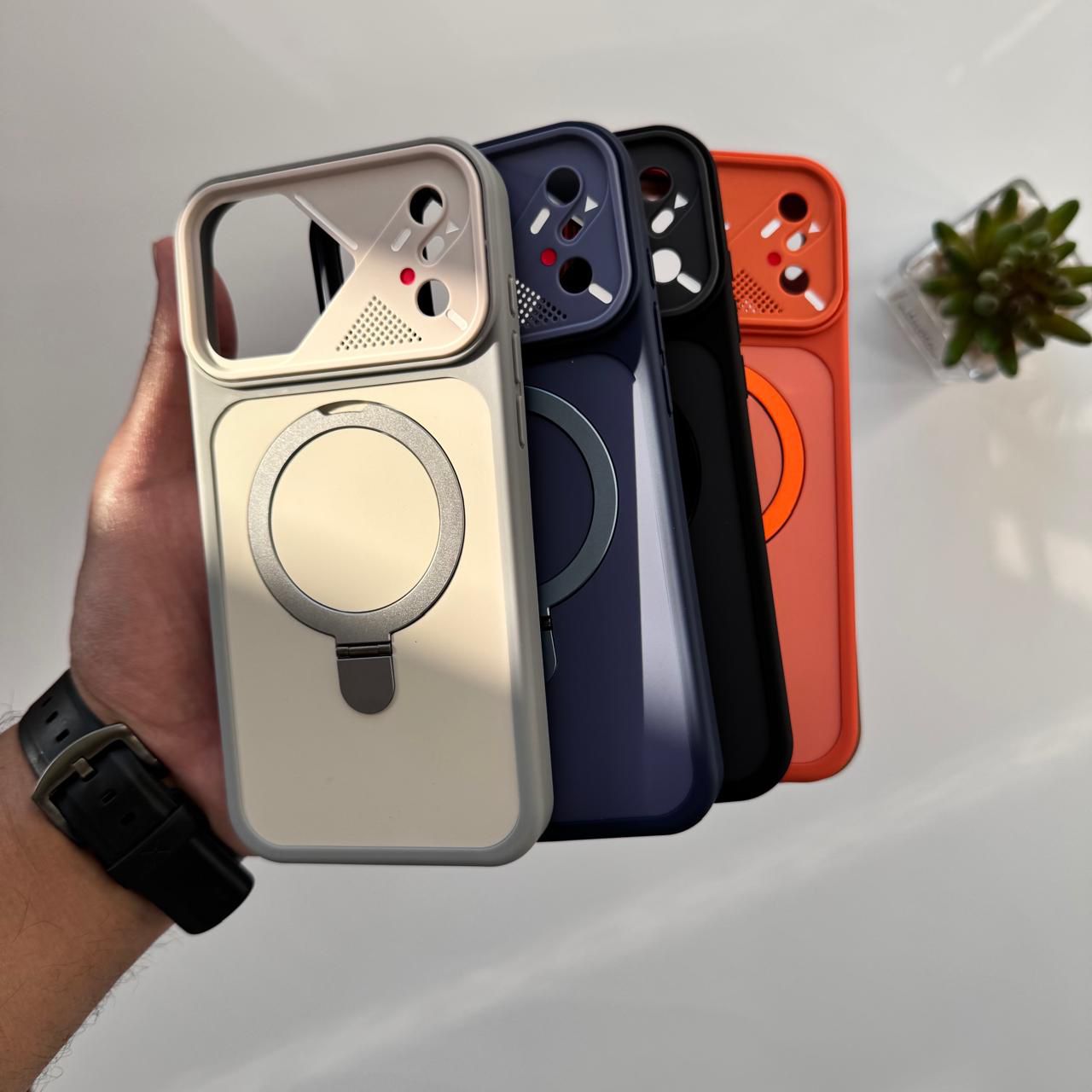 Rubber Triangle Camera Design MagSafe Stand Case(Code RTC76)
