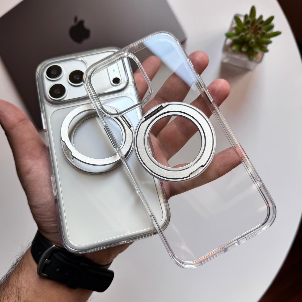 Kedi-OU Transparent 360 ْ Metal MagSafe Stand Case(Code KDO32)