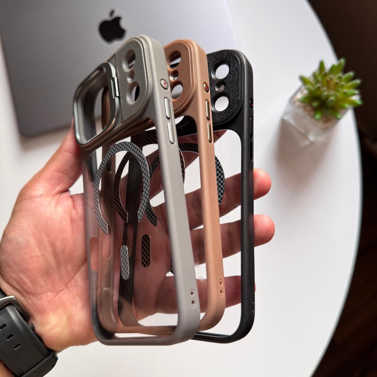 Transparent Opened MagSafe with Stand Camera Case(Code TOS85)