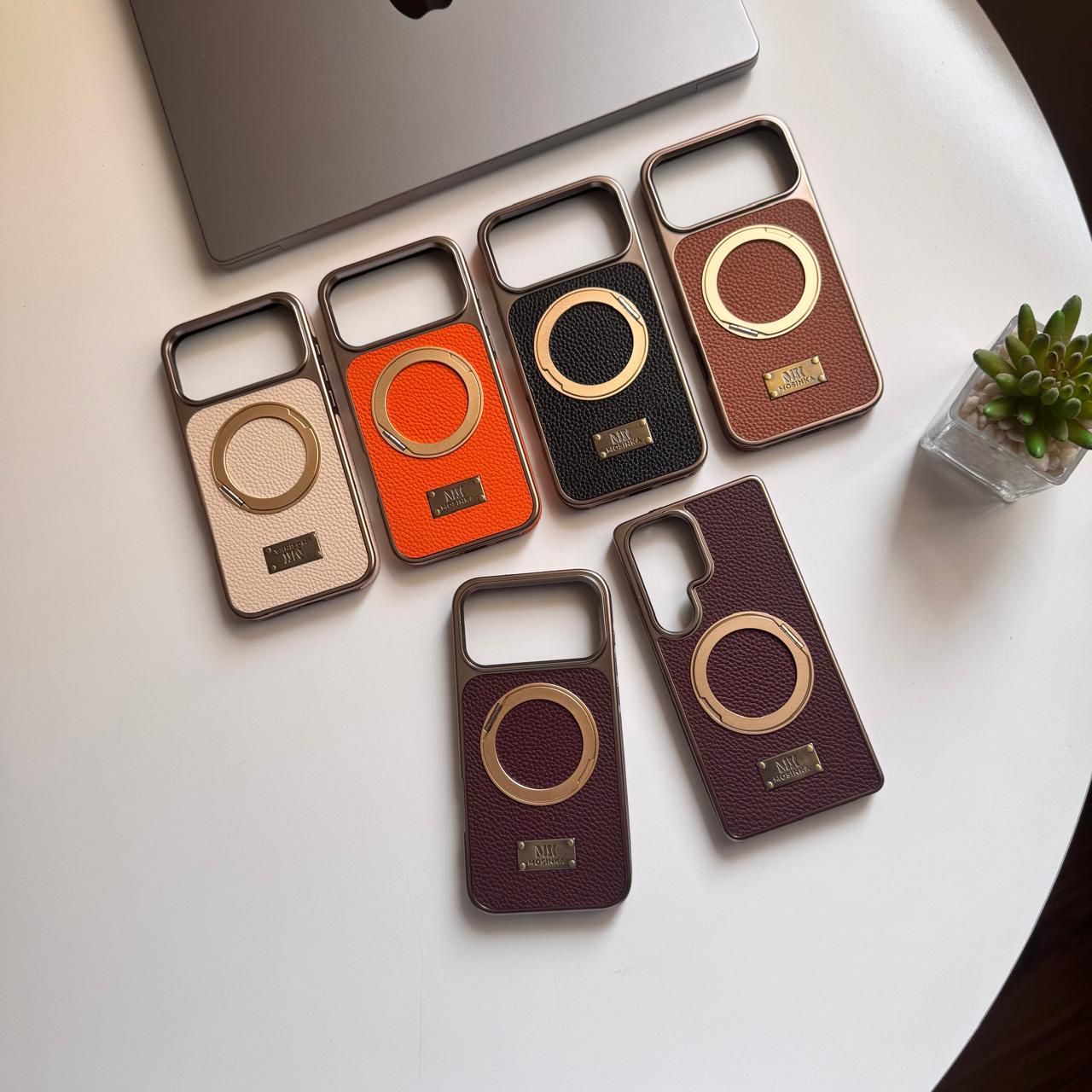MSK Acrylic Leather MagSafe Metal Stand Case(Code MSK99)