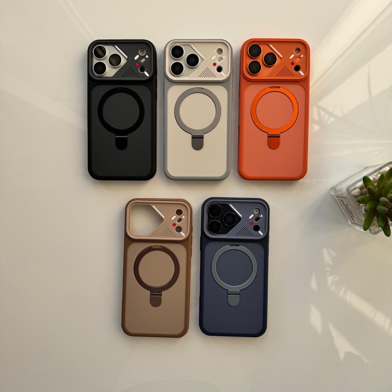 Rubber Triangle Camera Design MagSafe Stand Case(Code RTC76)