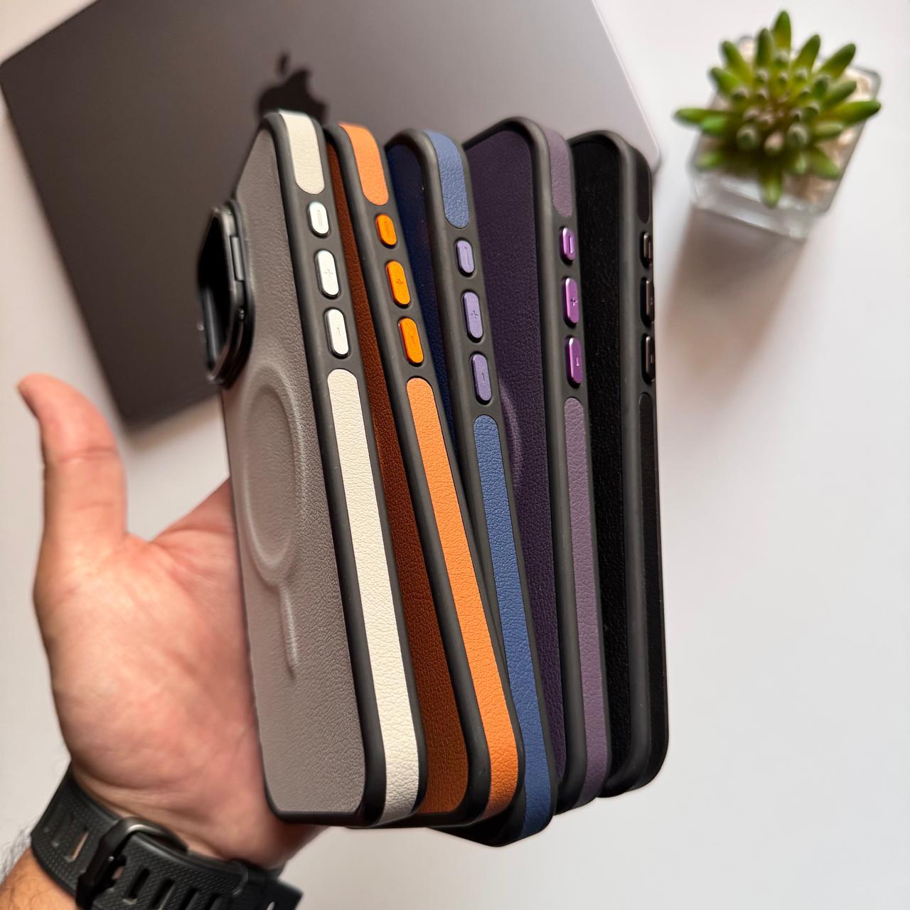 Leather MagSafe Colored Frame Case(Code ATF57)