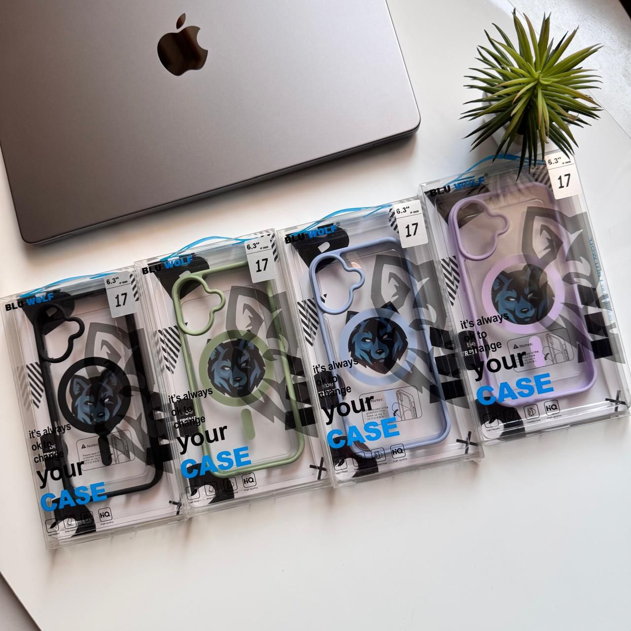 Blu Wolf Colored Frame MagSafe Transparent Case(Code BWC54)