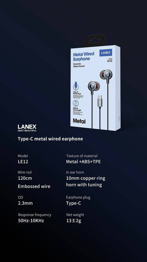 LANEX Type-C metal wired Earphone (Code LXE9)