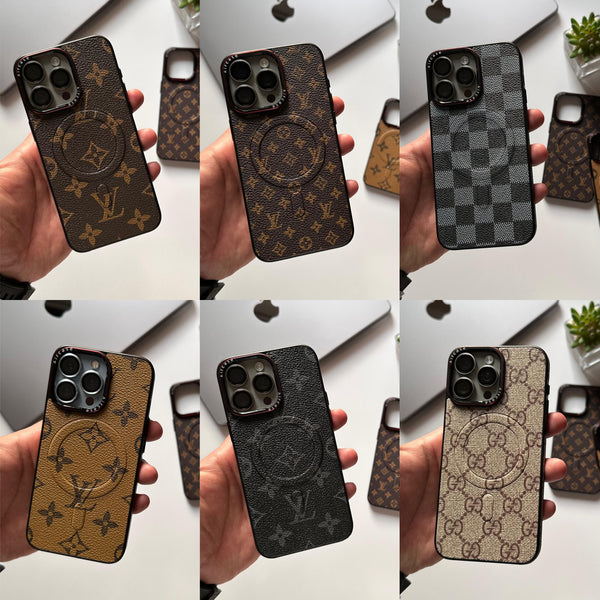 LV & Gucci Leather MagSafe Hard Slim-fit Case (Code LGM68)