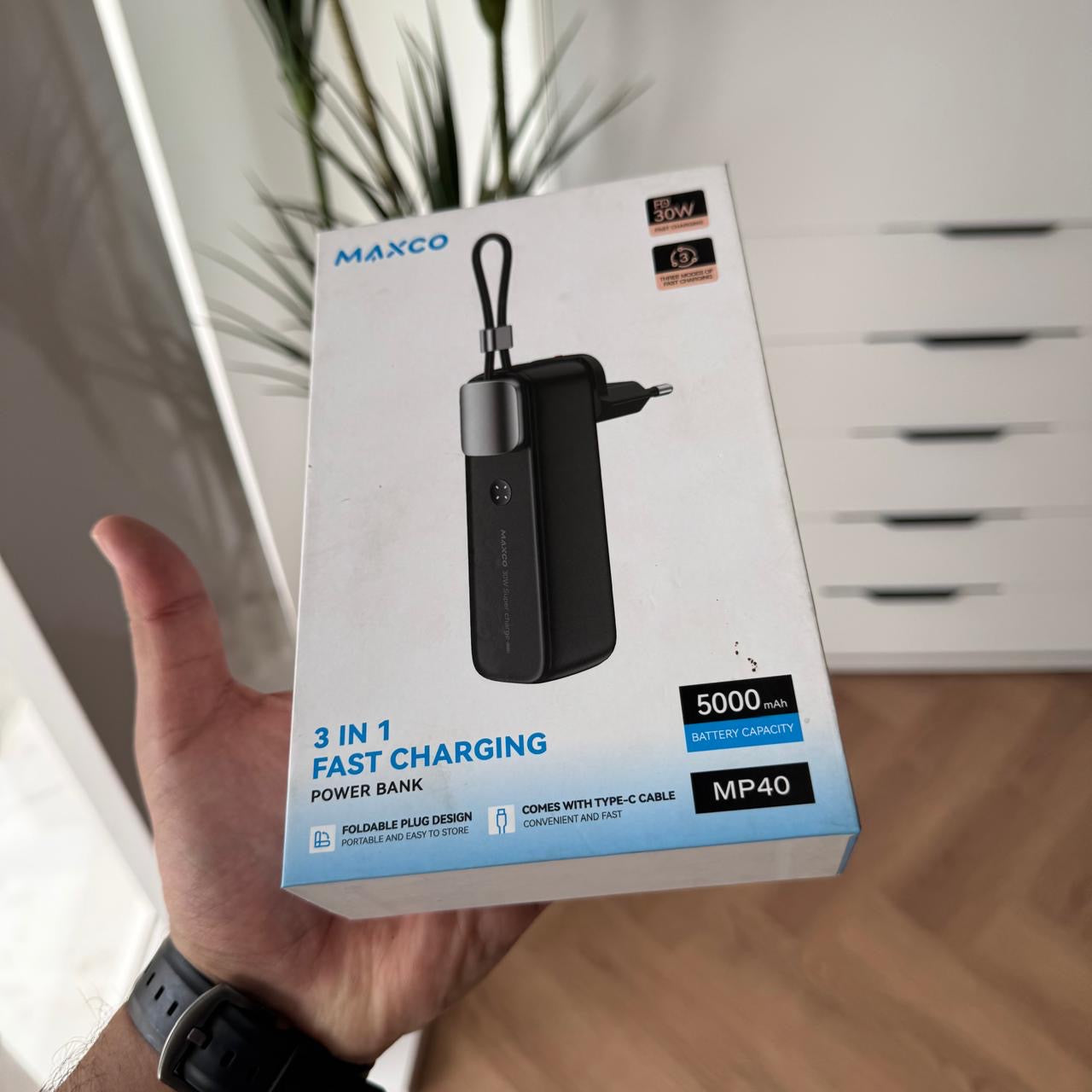 MAXCO 3 IN 1 Fast Charging Power Bank (Code MP40)
