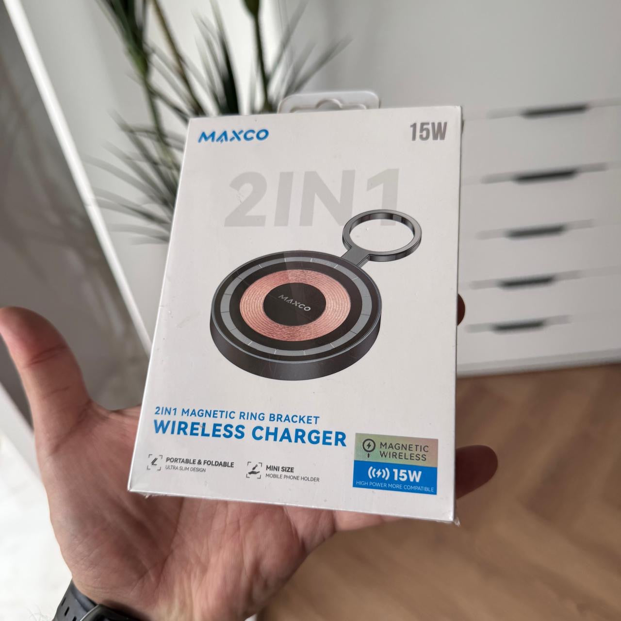 MAXCO 2IN1 Magnetic Ring Bracket Wireless Charger (Code MW02)