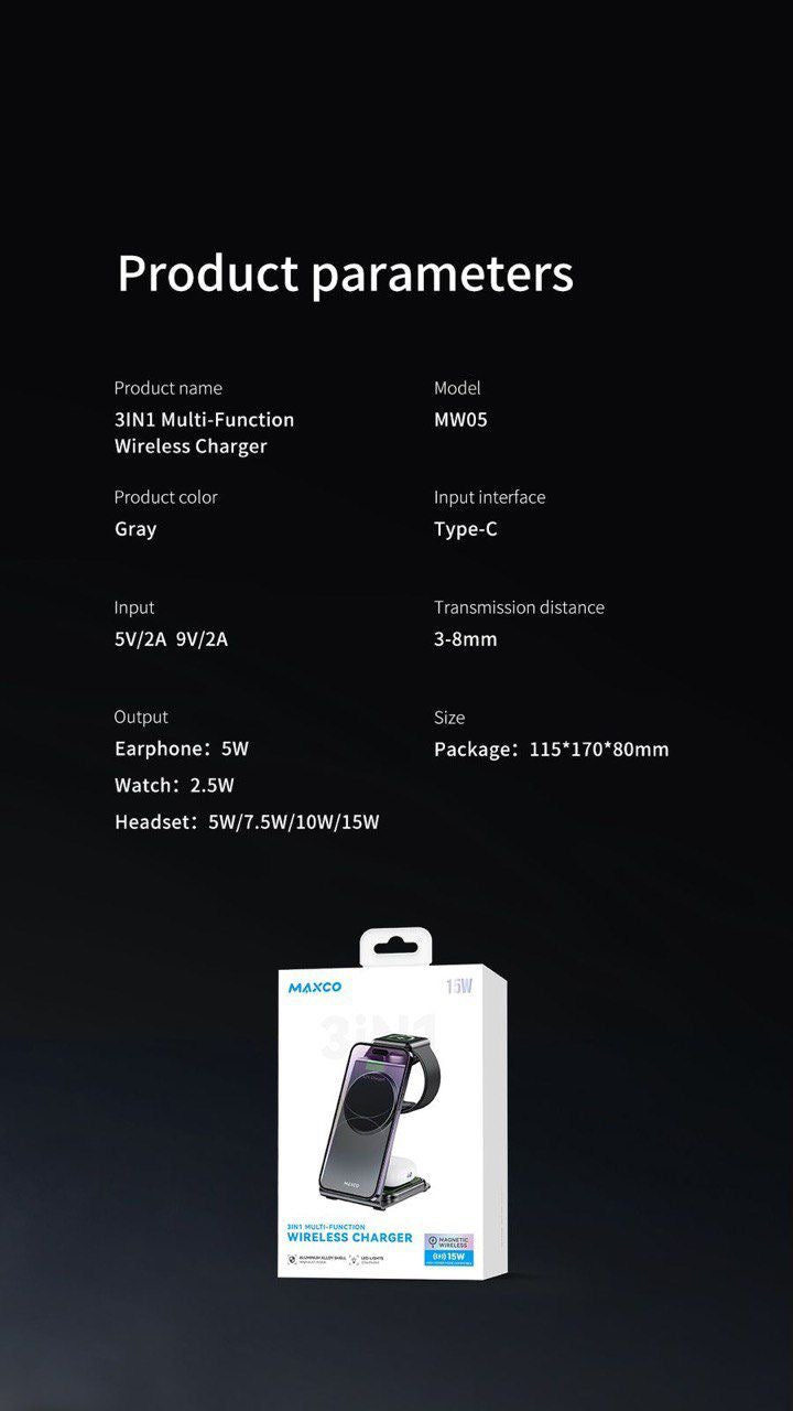 MAXCO 3in1 Magnetic Wireless Charger (Code MW05) – Snap