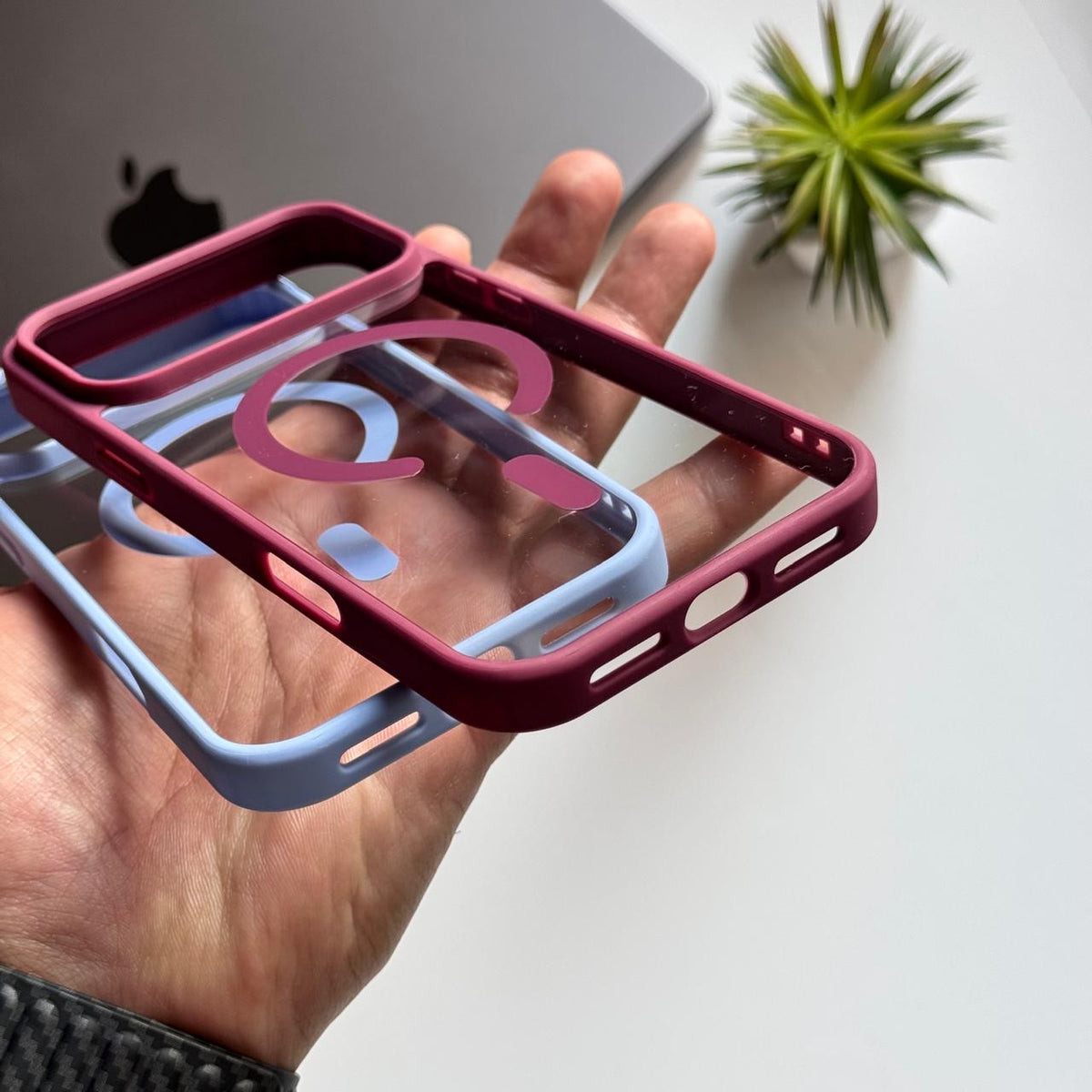 Blu Wolf Colored Frame MagSafe Transparent Case(Code BWC54)