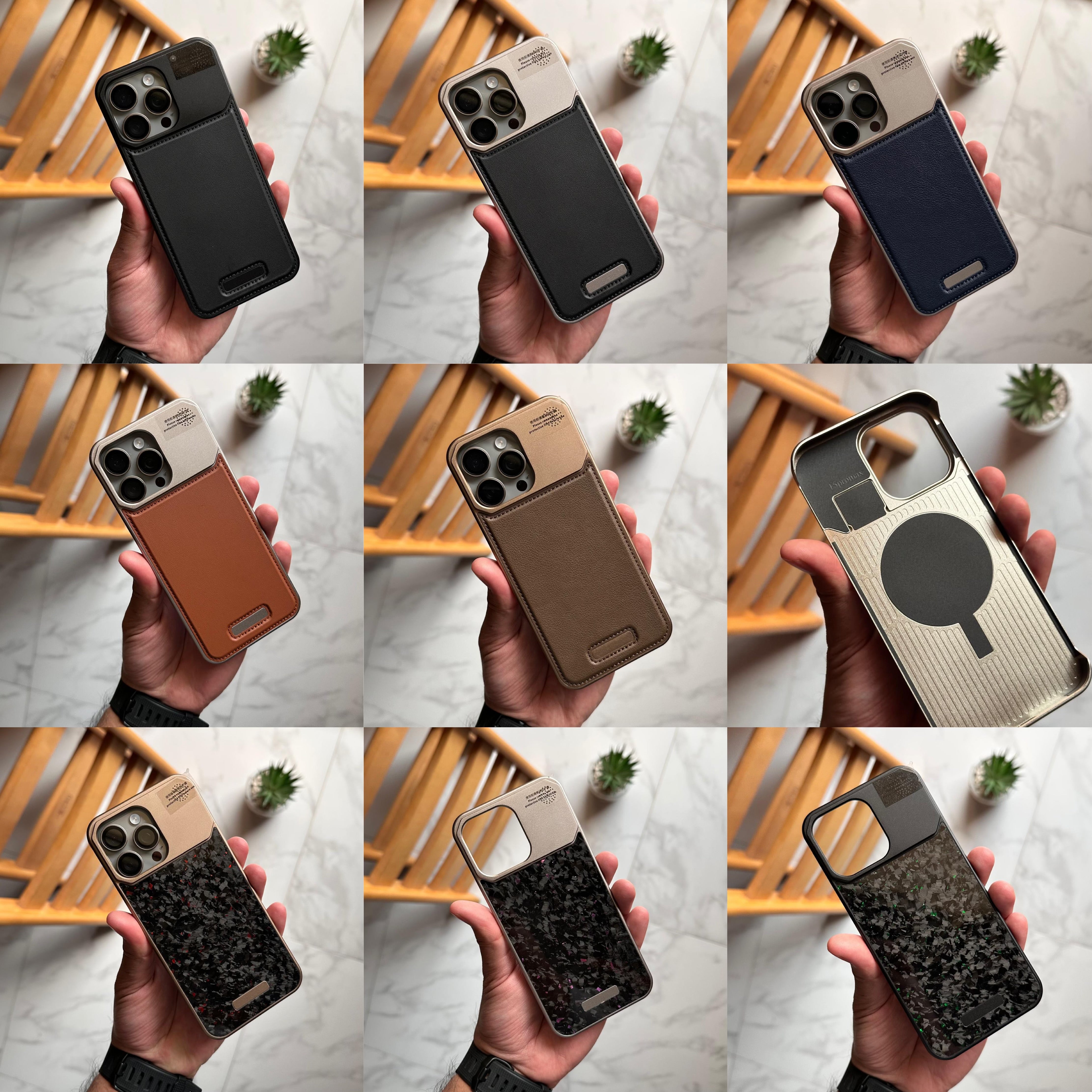 Frameless Carbon, Wood, Marble, Leather & Metal MagSafe Hard Case (Code COF65)