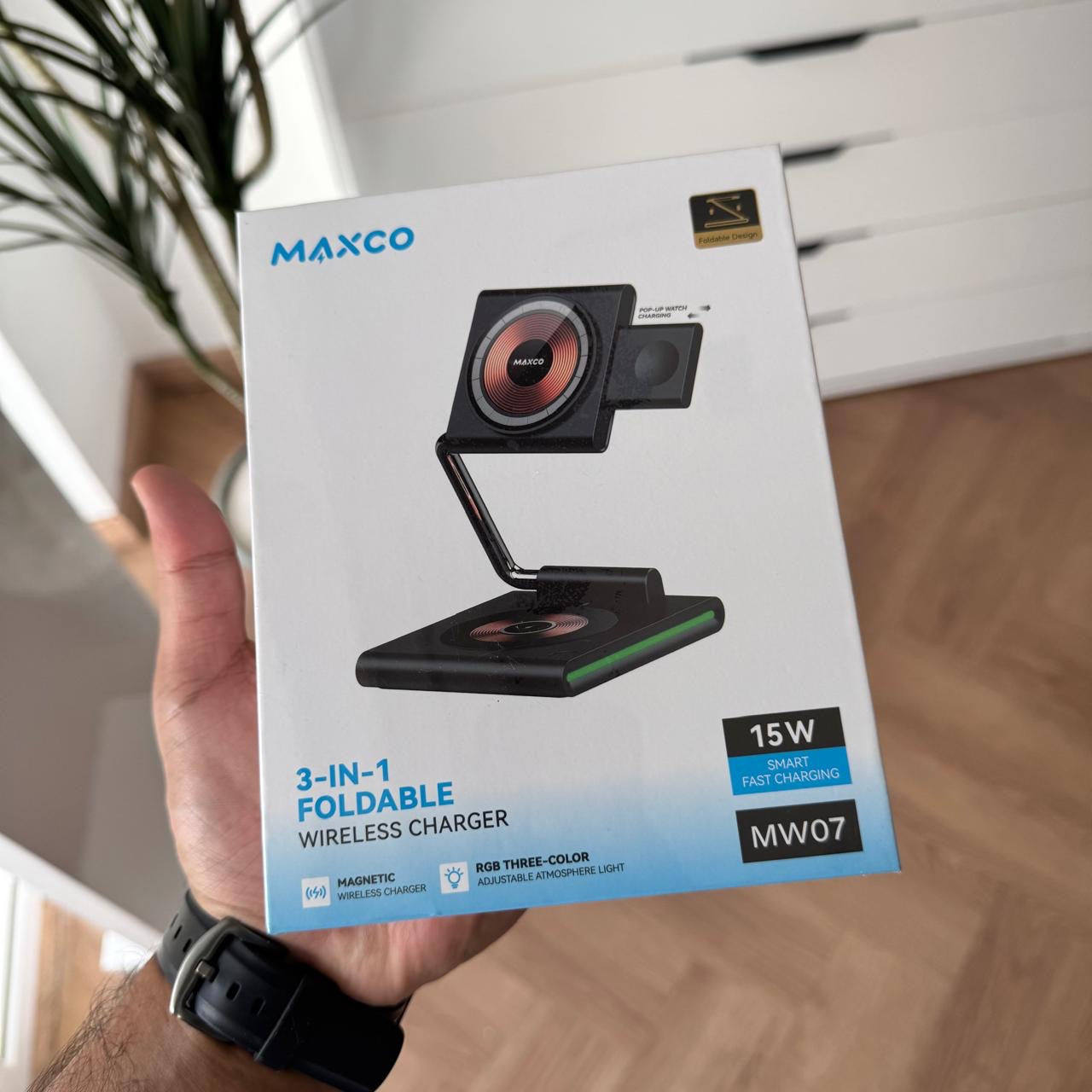 MAXCO 3-IN-1 Foldable Wireless Charger (Code MW07)
