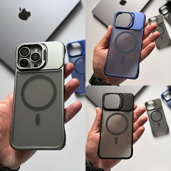 Frameless Metal Pure Matte MagSafe with Camera Stand Case(Code FLE41)