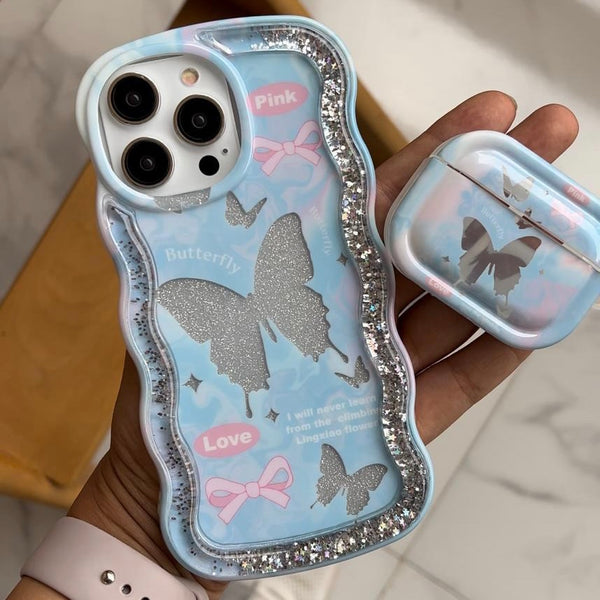 Waves Glitter Butterflies Case (Code BTF42)