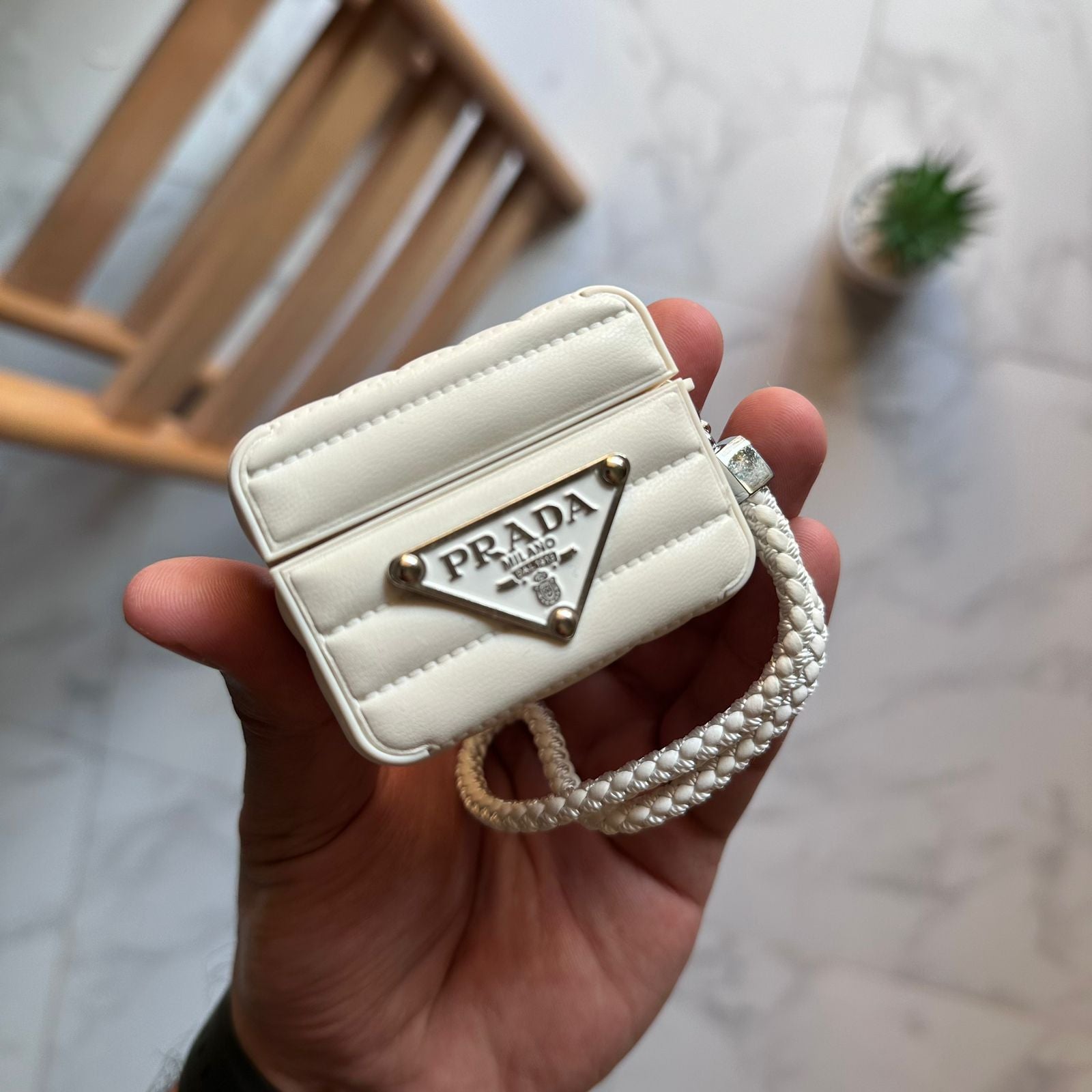 PRADA Leather AirPod Case With Nylon Medal (Code PRD85)