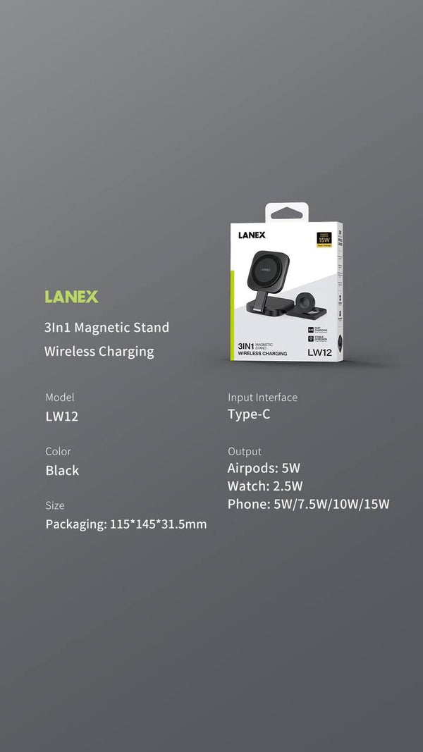 LANEX Compact 3in1 MagSafe Charger (Code LW12)