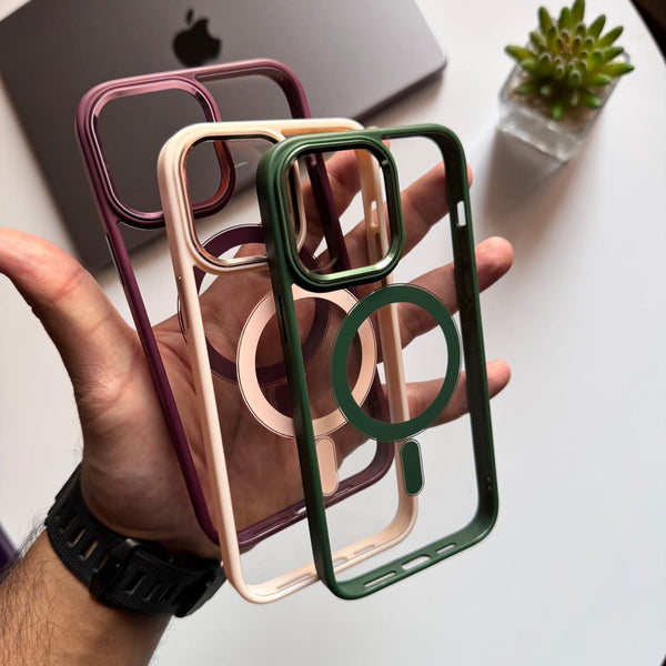 Transparent MagSafe Coloured Frame with Metal Camera Protection (Code DF85)