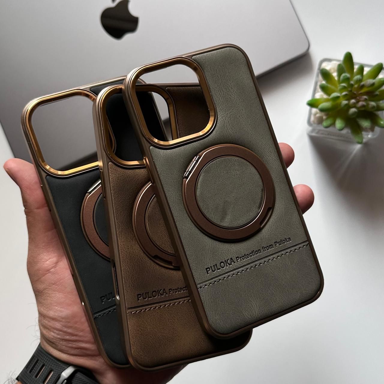 360 Puloka Leather MagSafe Satnd Case(Code THR73)