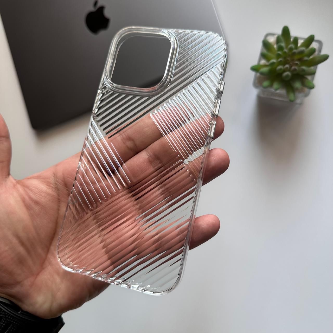 Rhombus Lines Design Transparent Case(Code RMB74)