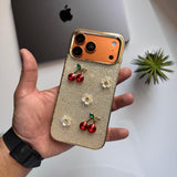 Trendy Cherry & Flowers Glitter Case(Code CFG63)