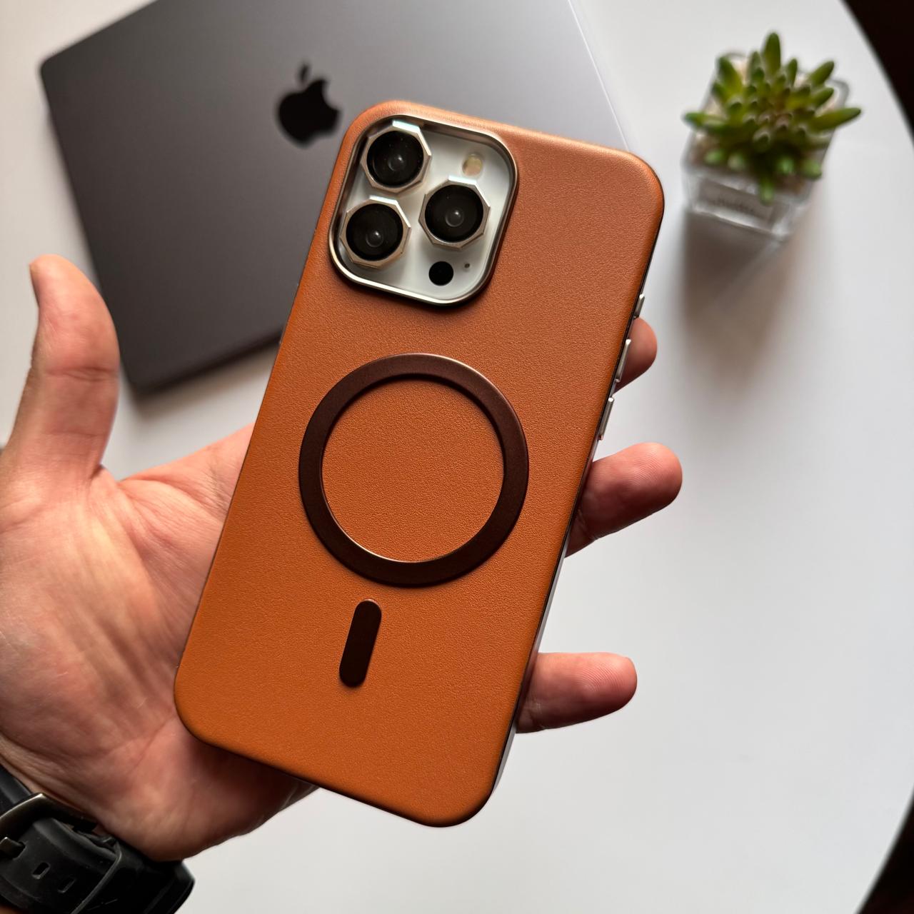 Leather MagSafe with Metal Frame Camera Case(Code LTF64)