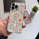 Transparent Hard Slim-Fit Flowers MagSafe Case(Code FLW72)