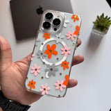 Transparent Hard Slim-Fit Flowers MagSafe Case(Code FLW72)