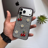 Trendy Cherry & Flowers Glitter Case(Code CFG63)