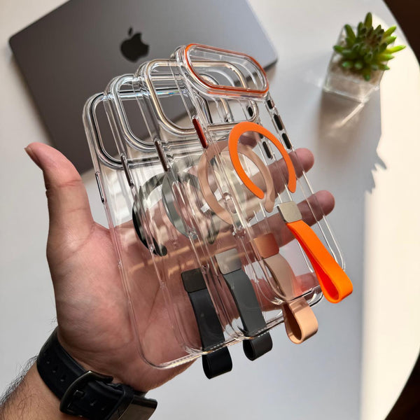 Transparent Trendy Hard Slim-fit Holder MagSafe Case(Code OPN91)