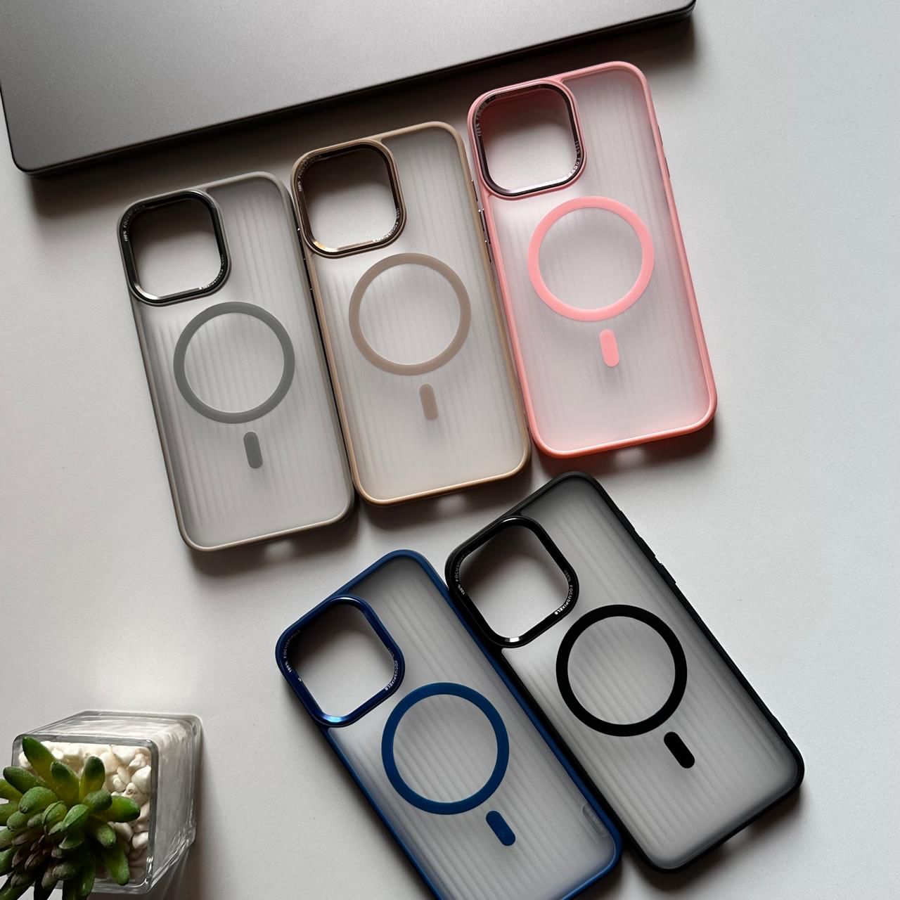 Matte Pure Polygon MagSafe with Metal Frame Camera Case(Code PLG82)