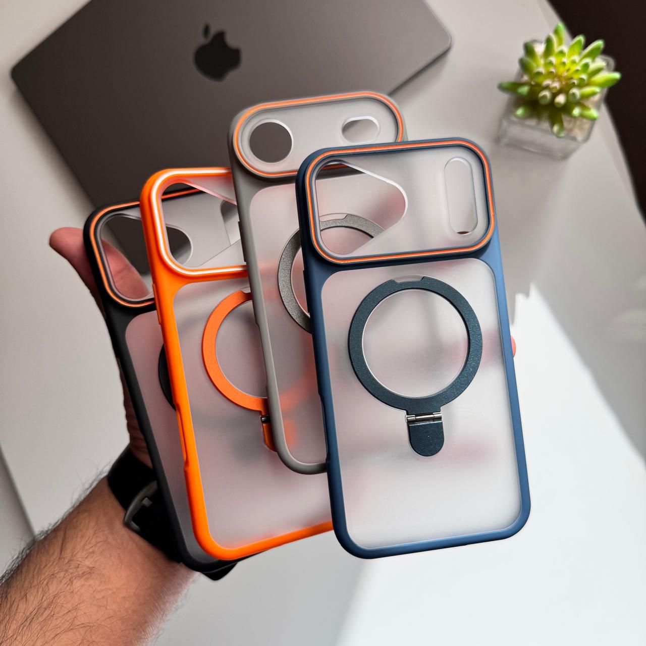 Pure Matte Orange Frame Metal MagSafe Stand Case(Code ORF77)