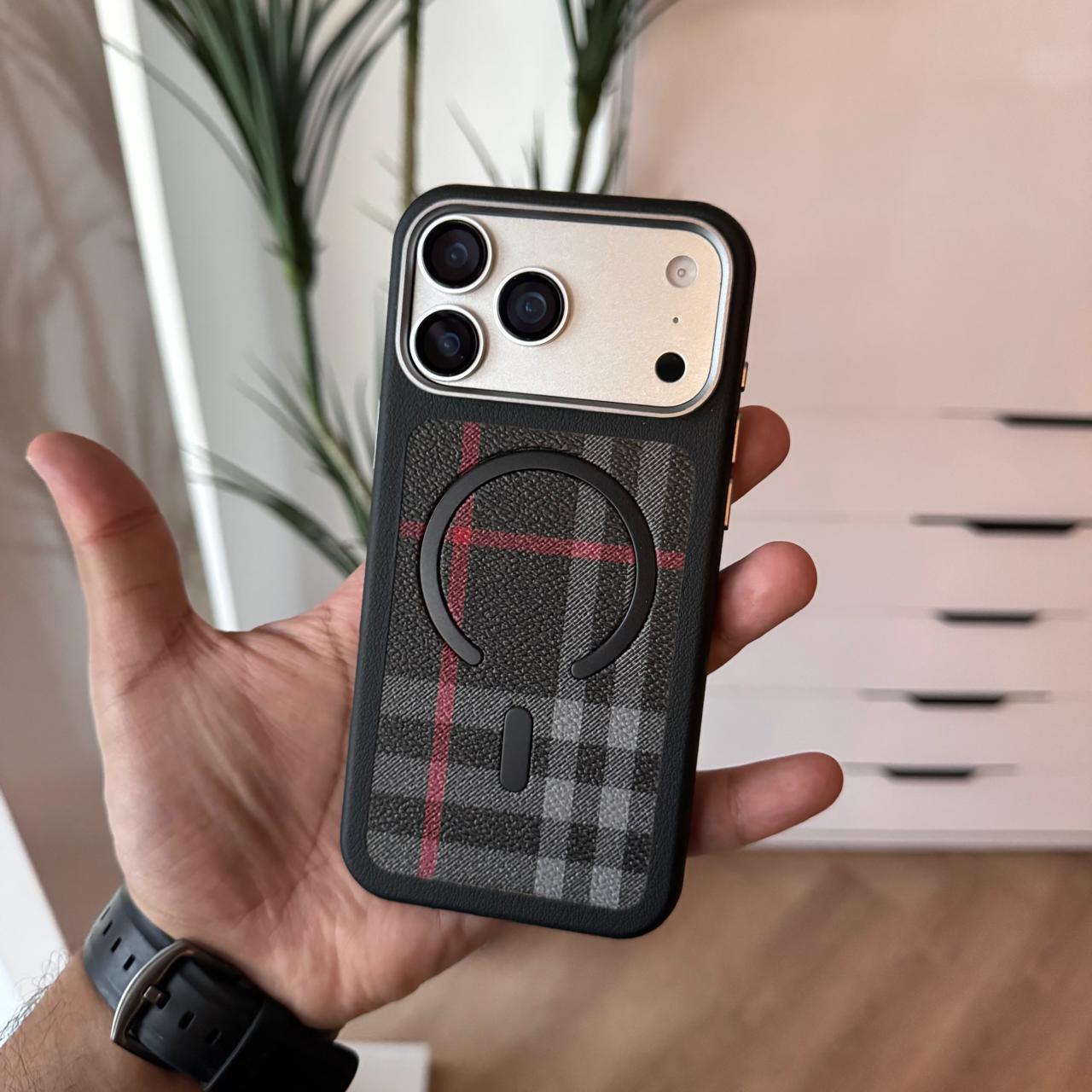Canvas Plaid Pattern MagSafe with Metal Camera Case(Code PCP56)
