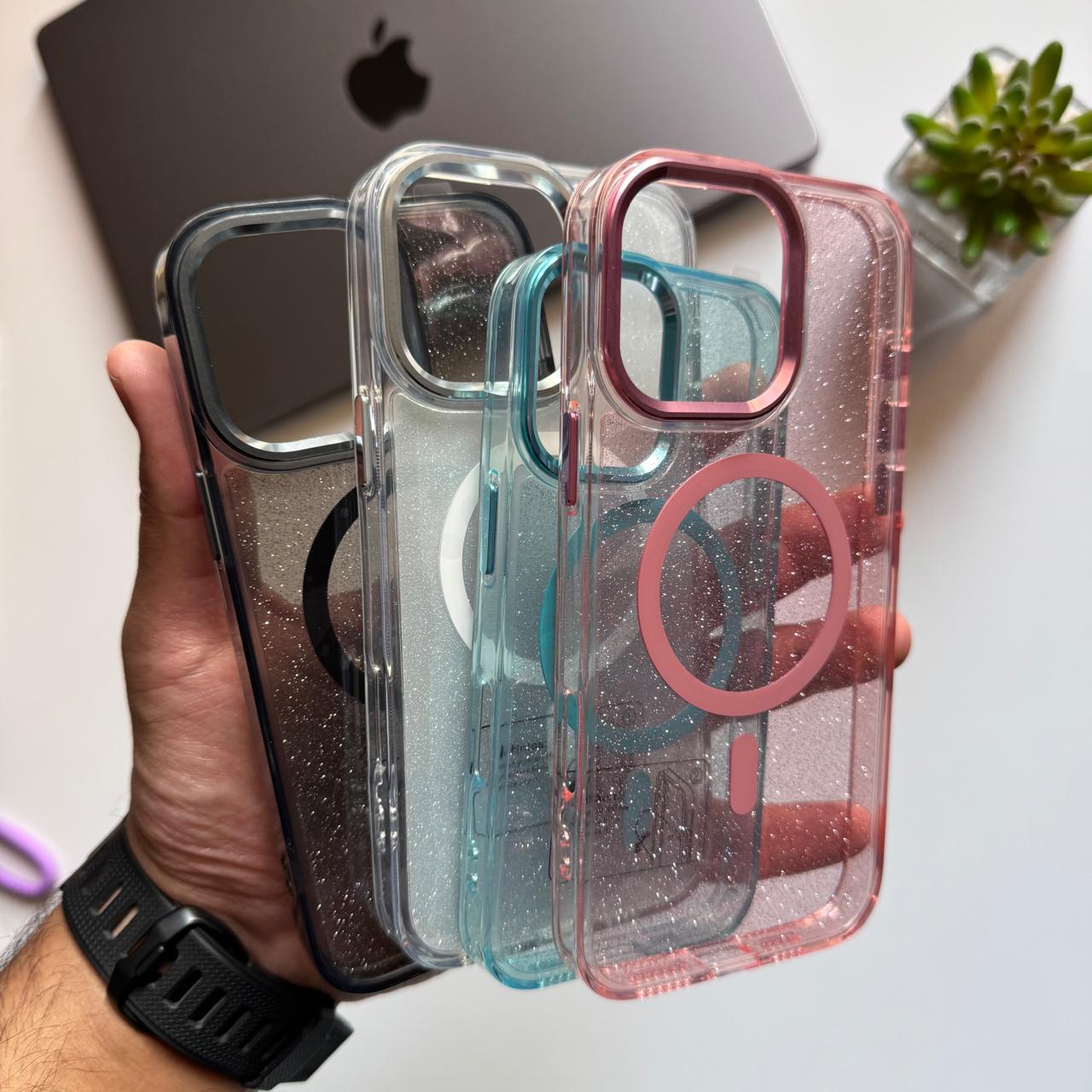 Transparent Colors Shiny Glitter MagSafe Case(Code SHC54)