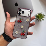 Trendy Cherry & Flowers Glitter Case(Code CFG63)