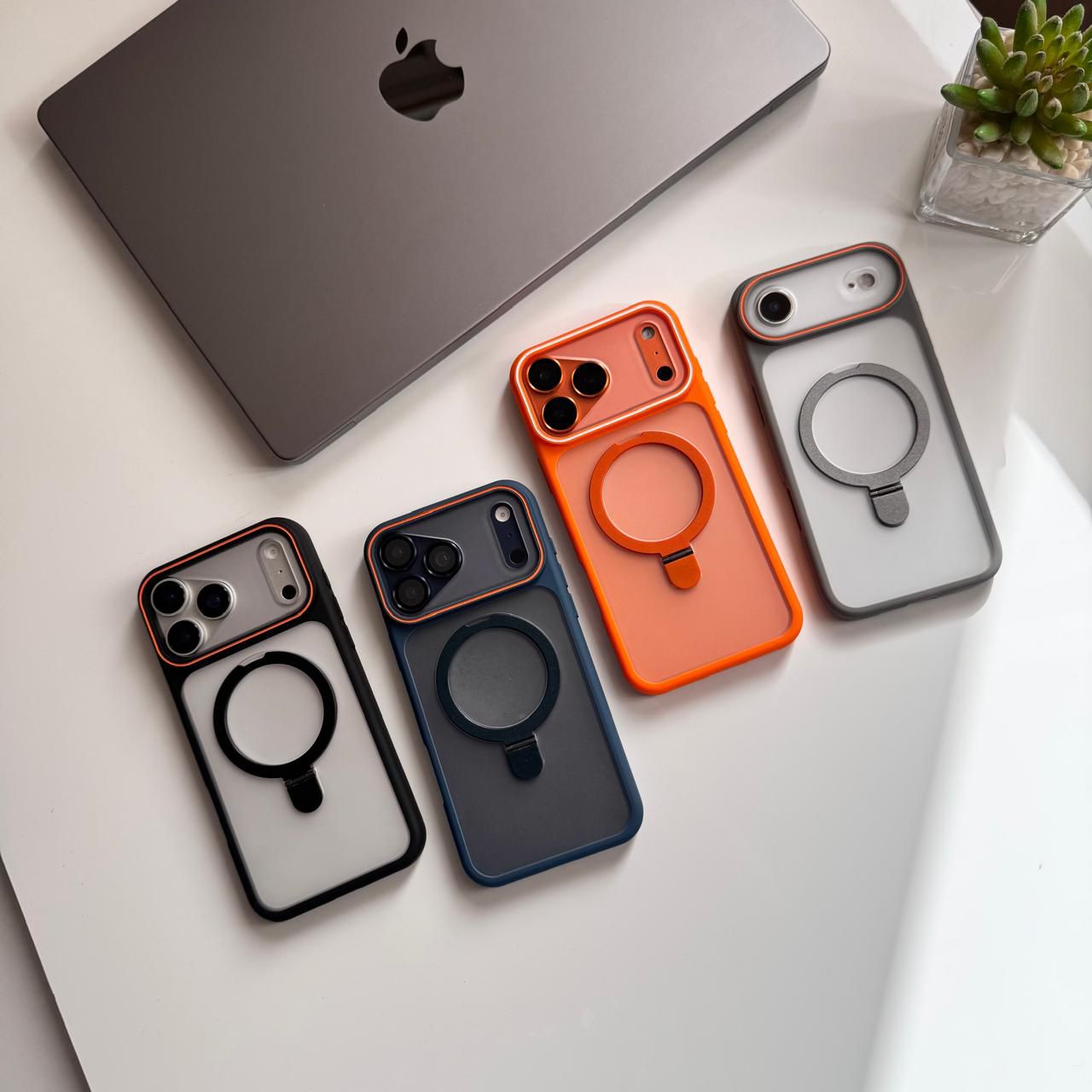 Pure Matte Orange Frame Metal MagSafe Stand Case(Code ORF77)