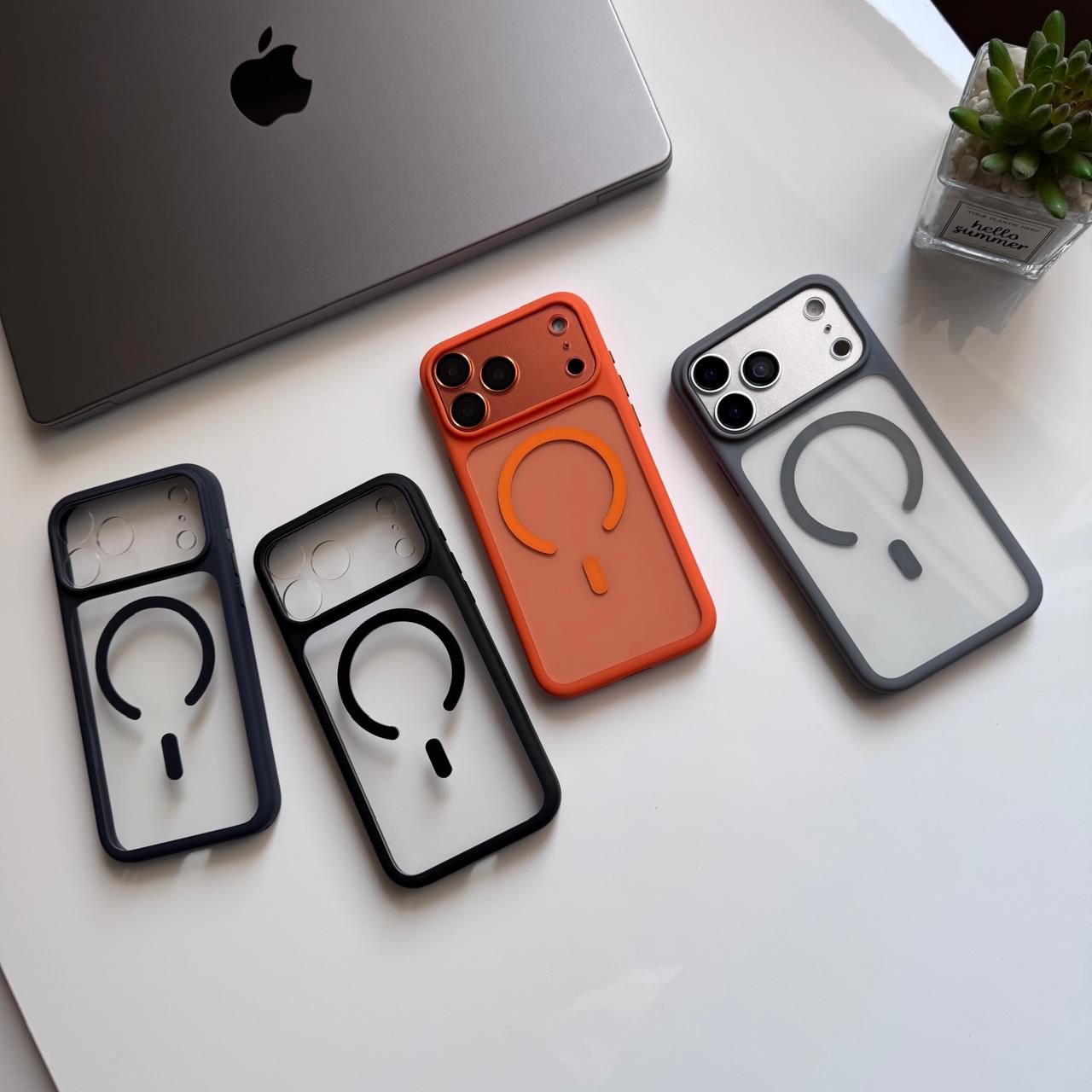 Transparent Frame Opened MagSafe with Camera Protector Case(Code OPN33)