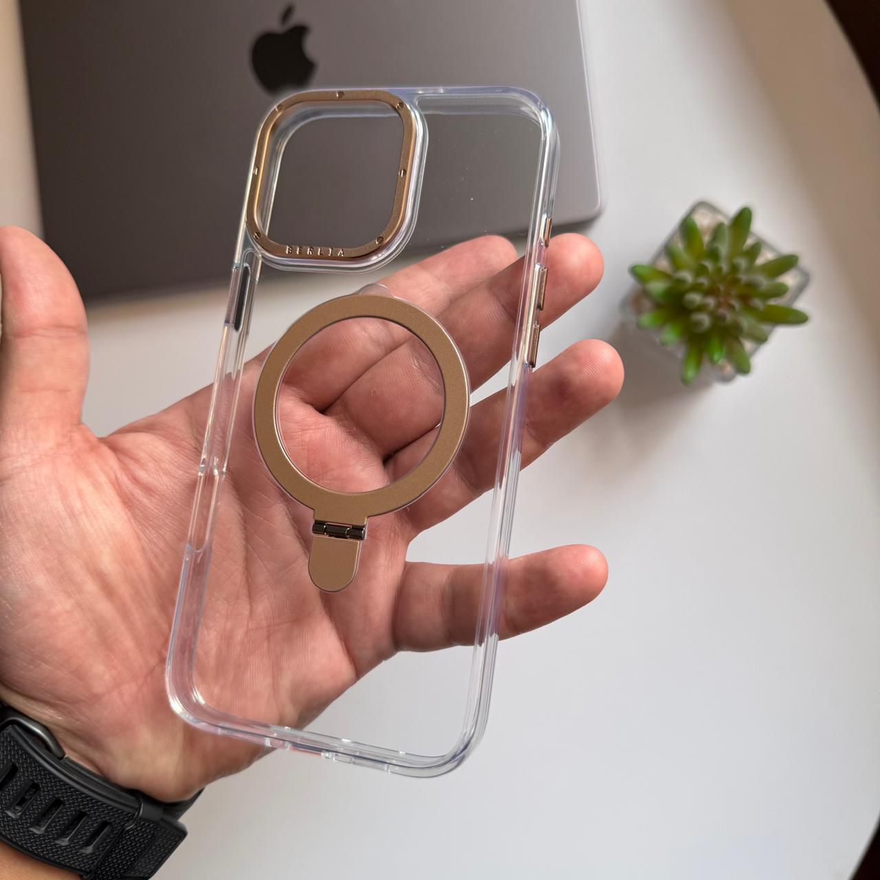 Berlia Transparent Stand MagSafe Case(Code BRL91)