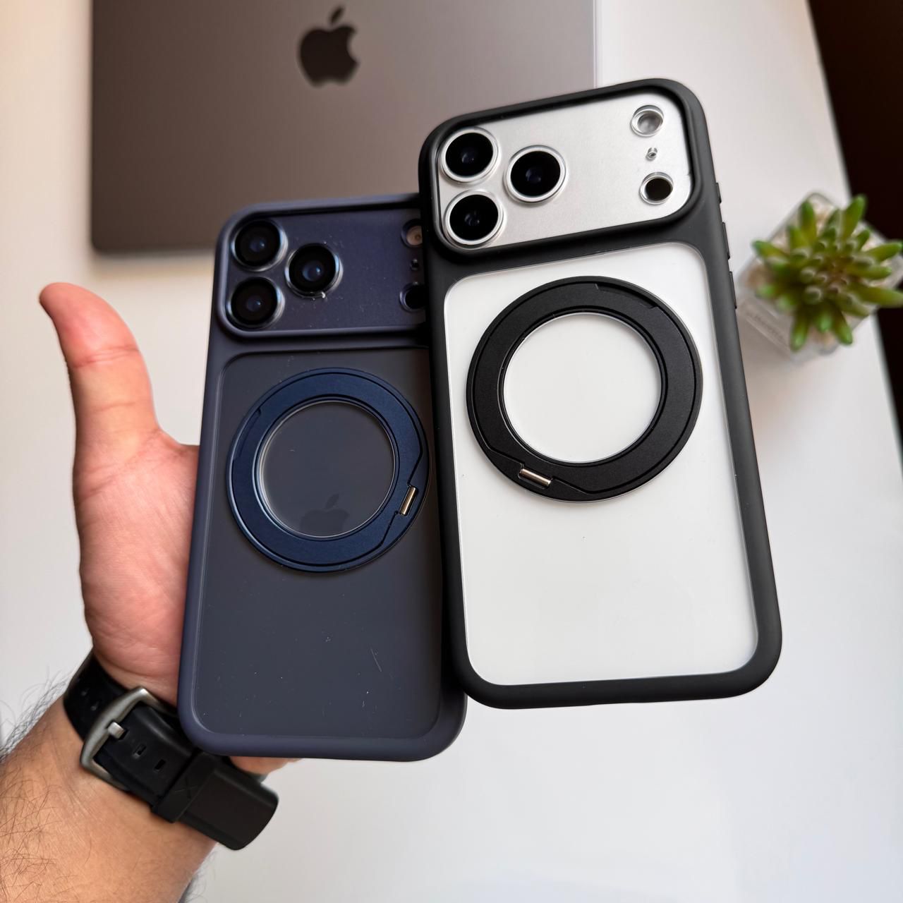 360 Transparent Frame MagSafe Stand Case(Code TRM84)