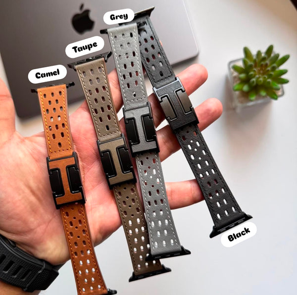 Ventilation Leather Pin Buckle lock Band for Apple Watch(Code PNB52)