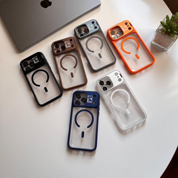 Transparent MagSafe Colored Frame with Camera Stand Case(Code TFS64)