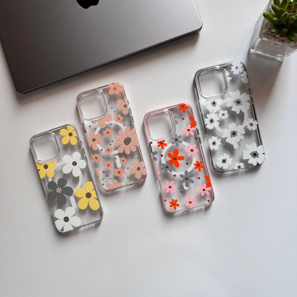 Transparent Hard Slim-Fit Flowers MagSafe Case(Code FLW72)