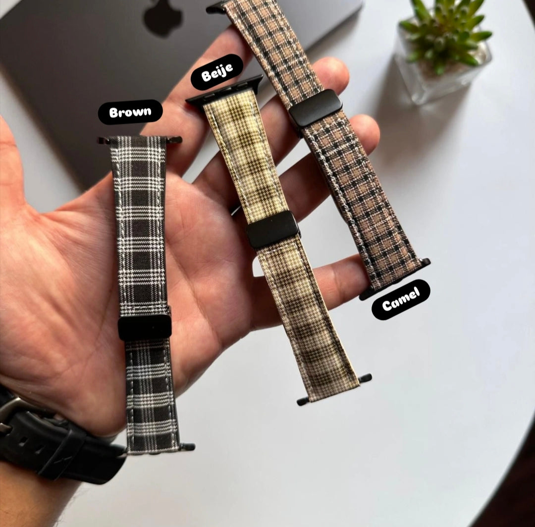 checkered Leather Magnetic Band for Apple watch(Code CHD44)